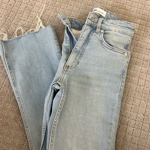 zara flare cropped jeans